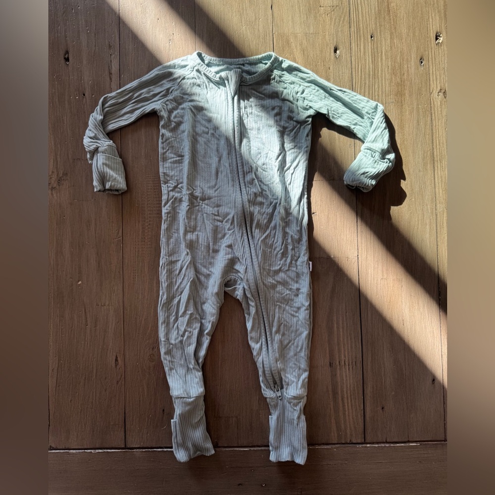 3-6 Month Little Sleepies Blue Ribbed Zippie